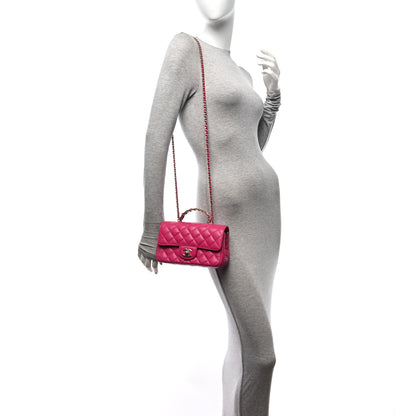 Chanel Lambskin Quilted Mini Crystal Top Handle Rectangular Flap Dark Pink 2 of 12