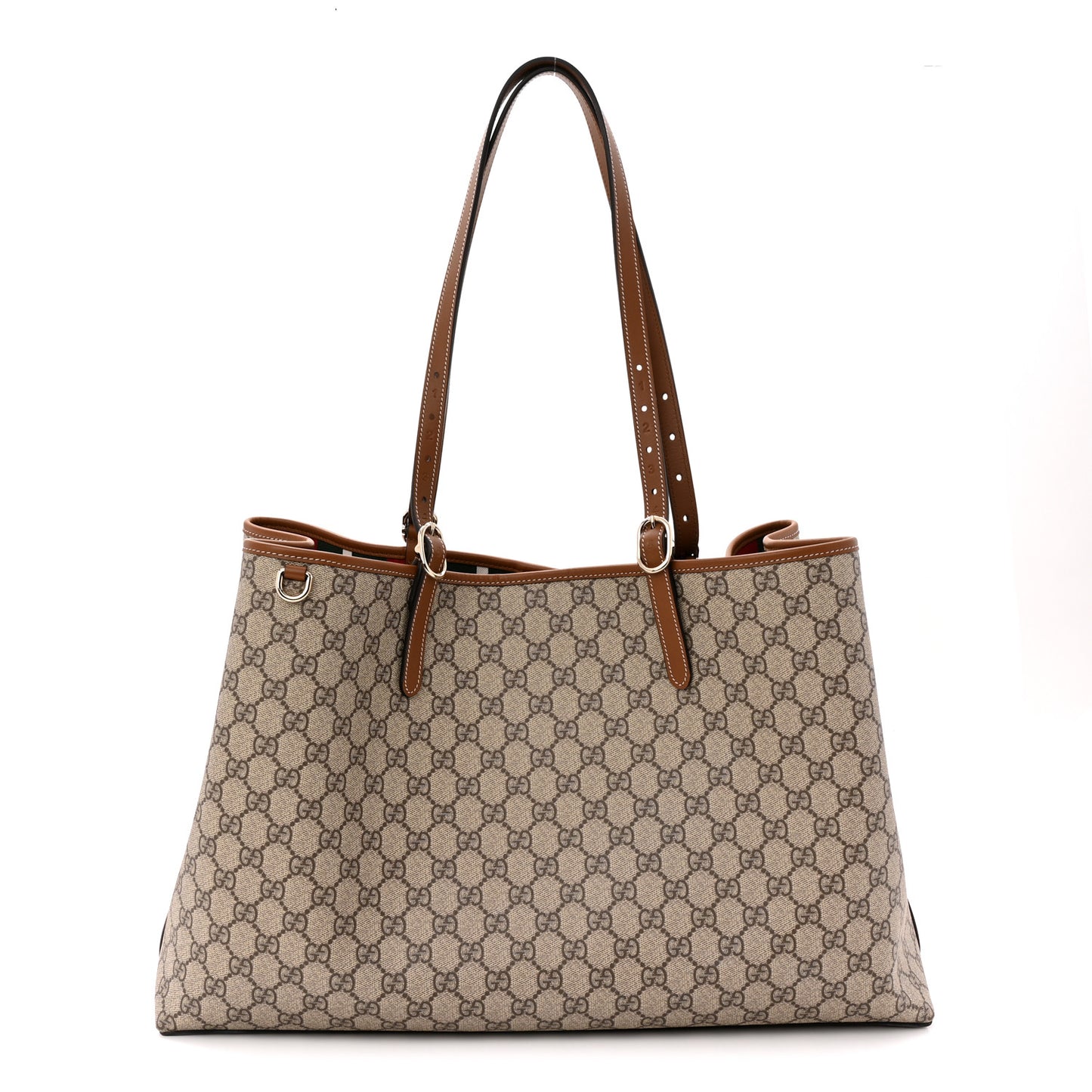 GG Supreme Monogram Emblem Maxi Tote Bag Beige Dark Brown