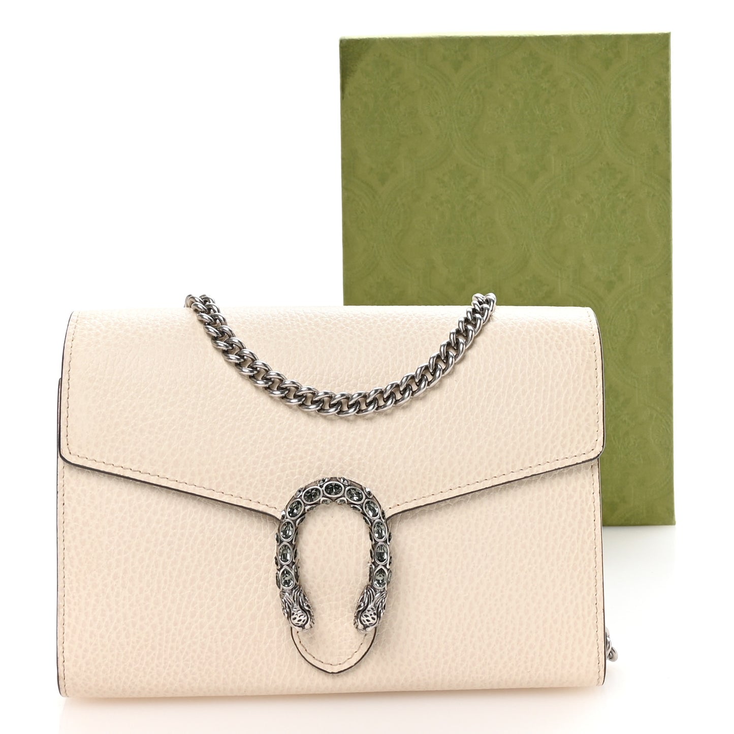 Calfskin Mini Dionysus Chain Wallet White