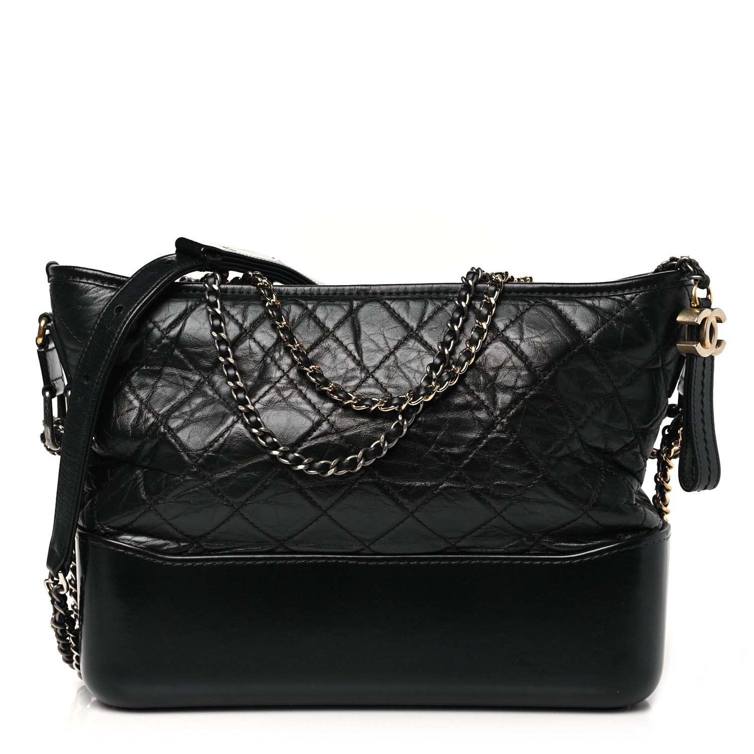 Chanel Aged Calfskin Quilted Medium Gabrielle Logo Hobo Black 1 of 10