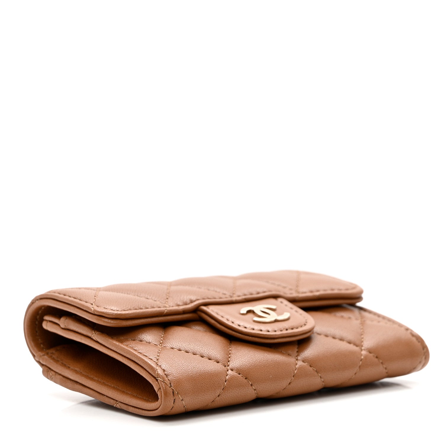 Chanel Lambskin Quilted Flap Card Holder Wallet Brown 4 of 10