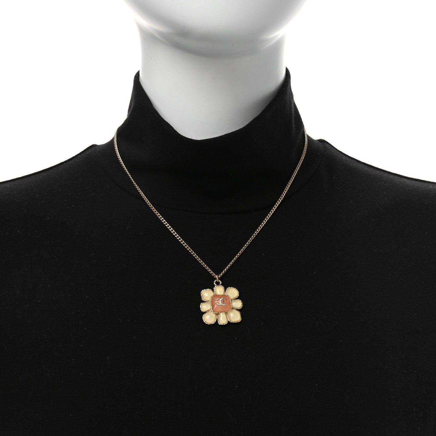 Chanel Resin CC Flower Necklace  Pink Gold 2 of 4