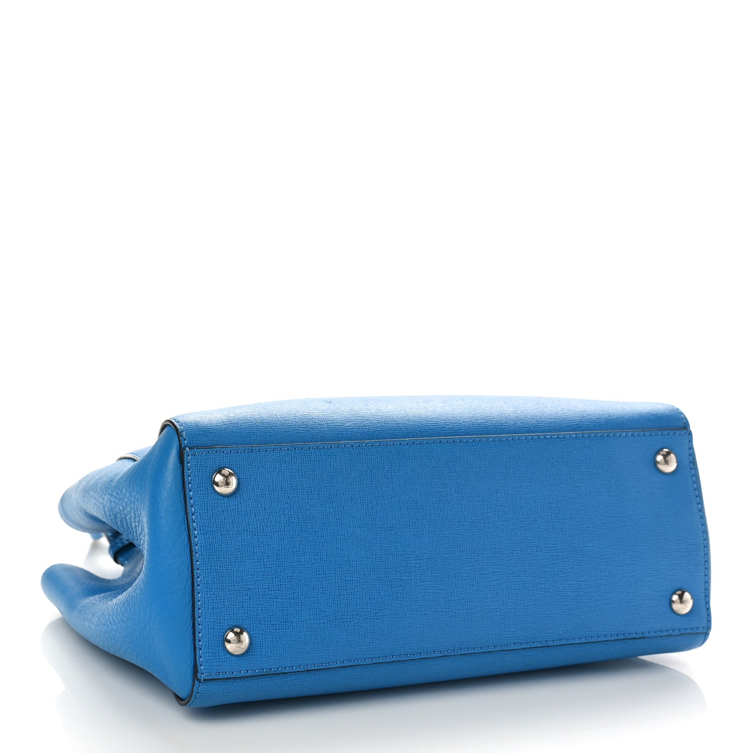 Fendi Vitello Elite Flamingo Petite 2Jours Tote Blue Royal 4 of 12