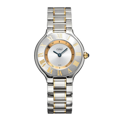 Cartier Stainless Steel 18K Yellow Gold 28mm Must De 21 Quartz Watch 1 of 8