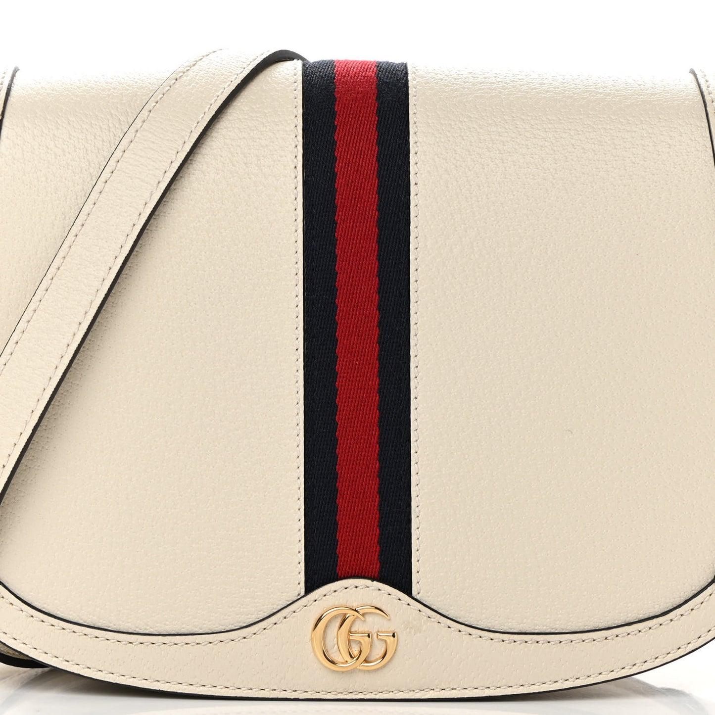Textured Calfskin Small Ophidia Flap Messenger Bag Mystic White