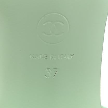 Chanel Patent CC Logo Thong Sandals 37 Green 6 of 9