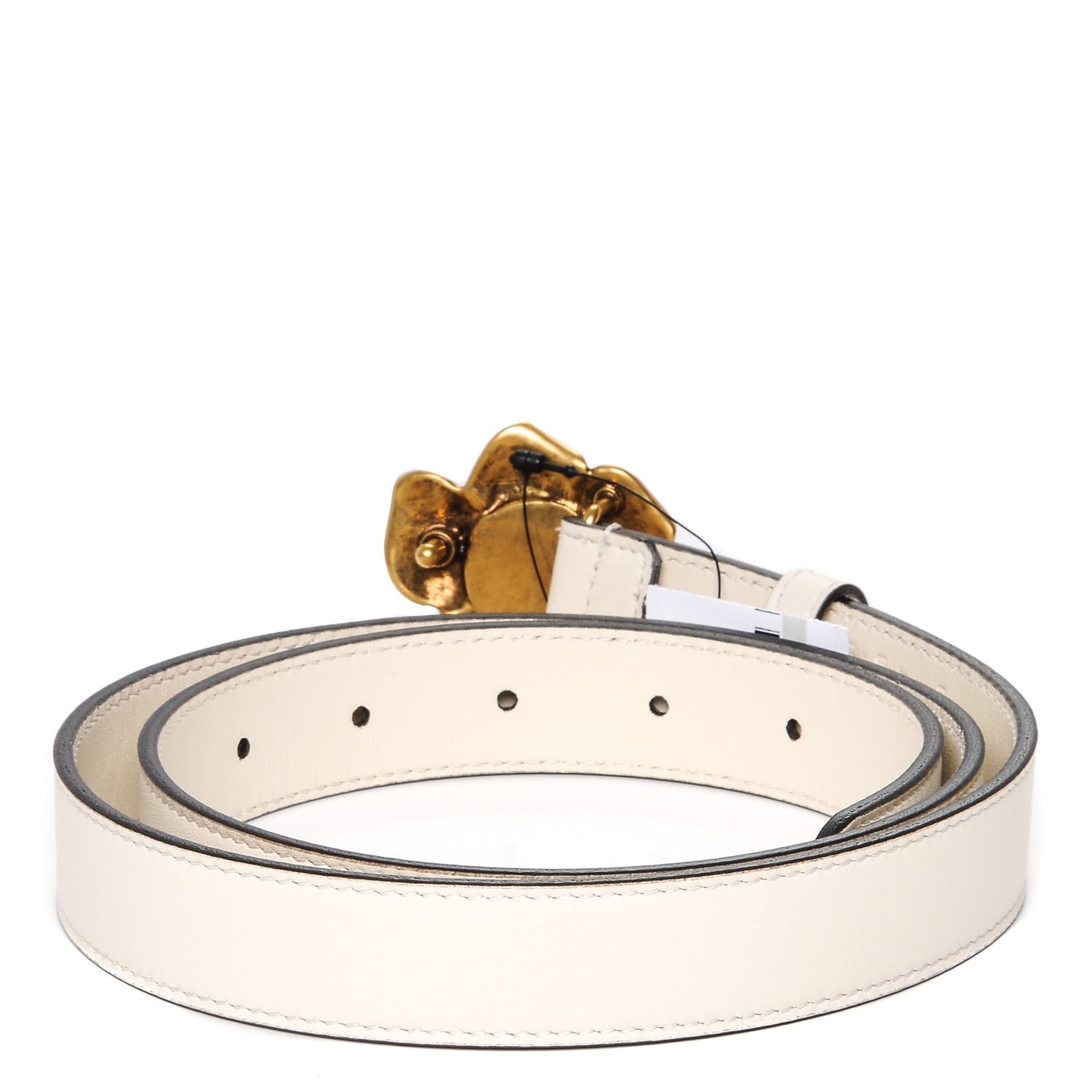 Calfskin Metal Flower Interlocking G Belt 85 34 White