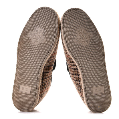 Gucci Wool Tweed Plaid Houndstooth Mens Fria Horsebit Loafers 9.5 Mahogany Black 7 of 9