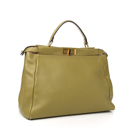Fendi Cuoio Romano Selleria Large Peekaboo Iconic Satchel Muschio Moro 2 of 16