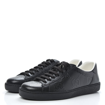 Gucci Calfskin GG Tennis Embossed Mens Ace Sneakers 6 Black 3 of 8