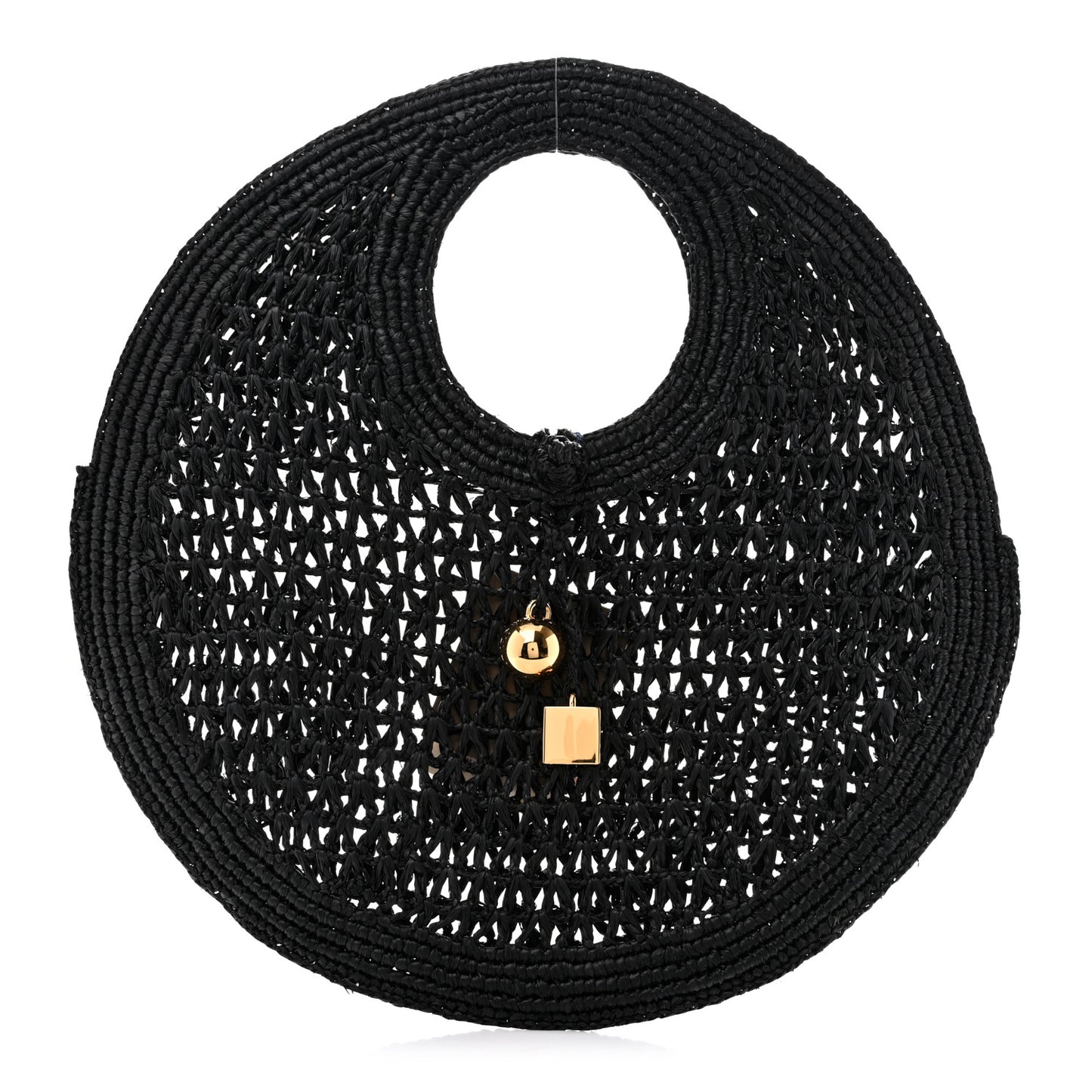 Raffia Le Petite Rond Spiaggia Handbag Black