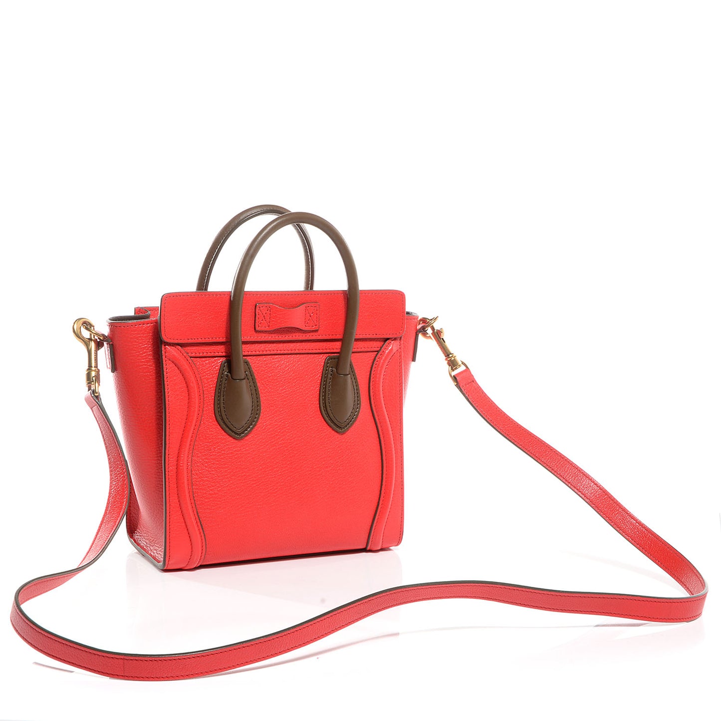 Goatskin Nano Bi-Color Luggage Red