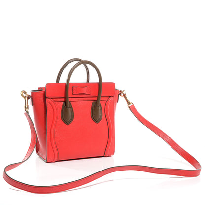 Celine Goatskin Nano Bi-Color Luggage Red 3 of 9