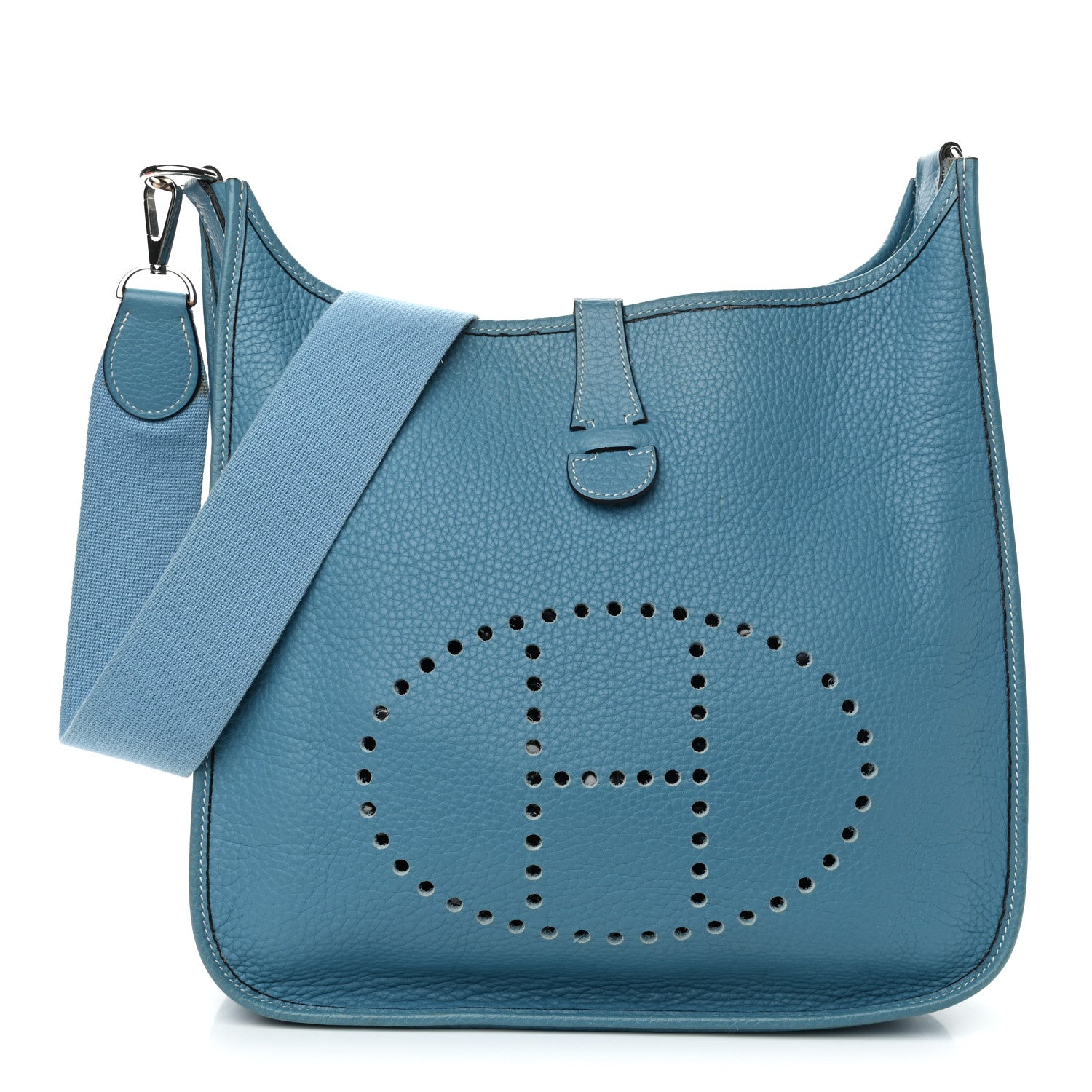 Hermes Taurillon Clemence Evelyne GM Blue Jean 1 of 14