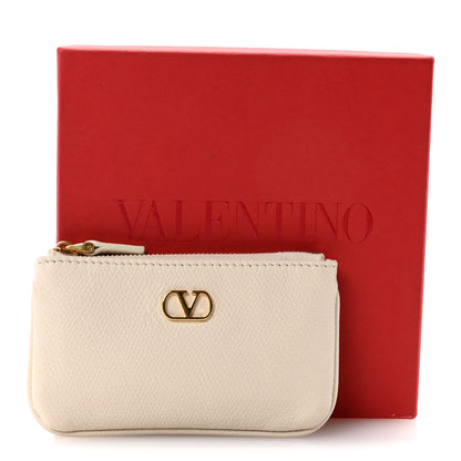 Valentino Garavani Grainy Calfskin Vlogo Key Ring Light Ivory 7 of 7