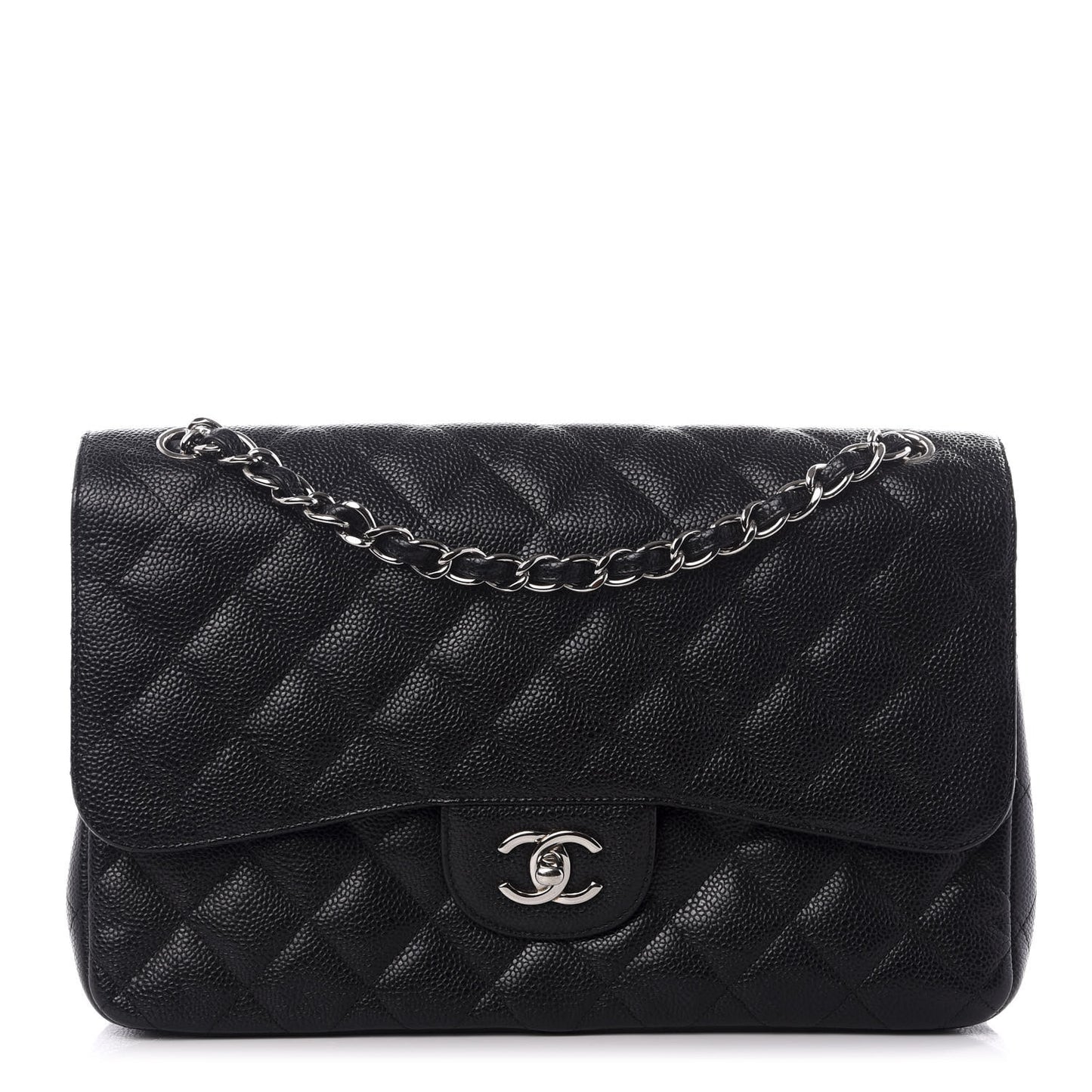 Caviar Quilted Jumbo Double Flap Black
