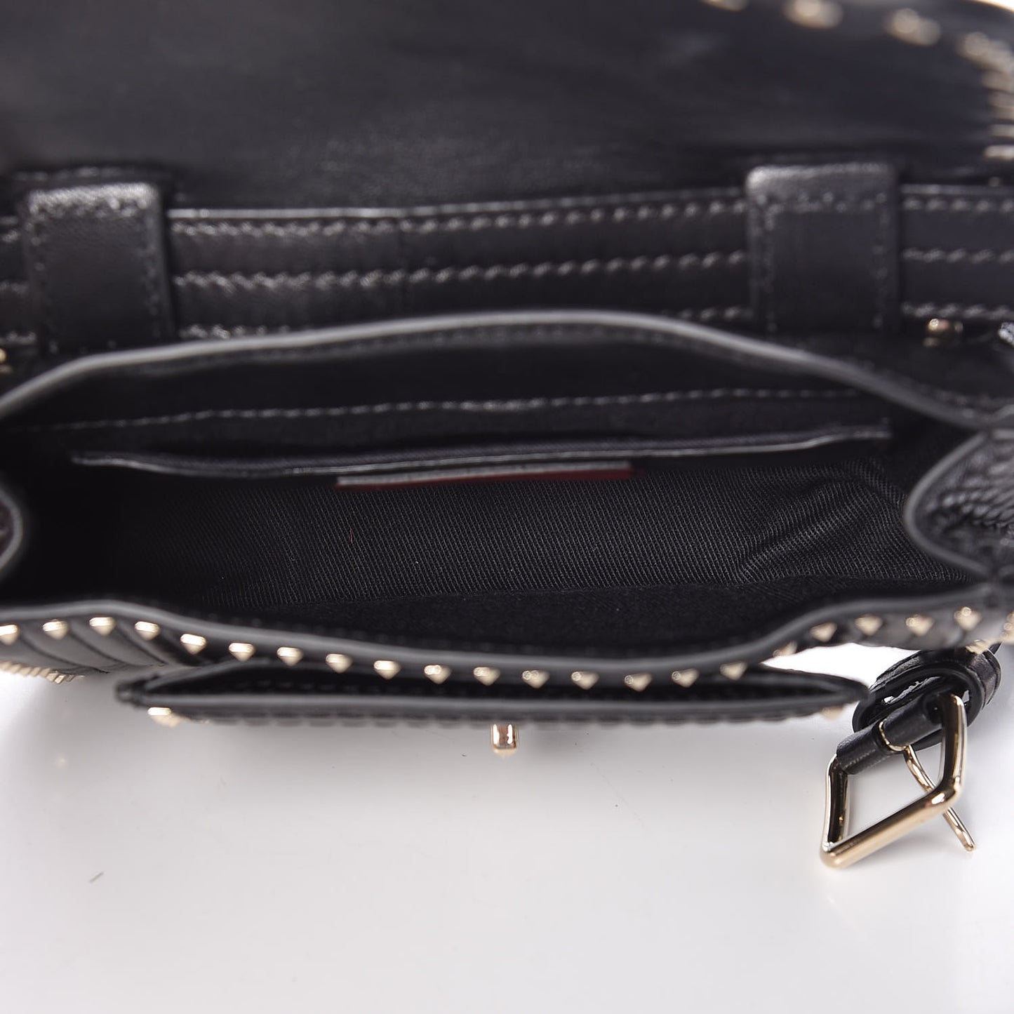 Lambskin ZiggyStud Rockstud Convertible Crossbody Belt Bag Black