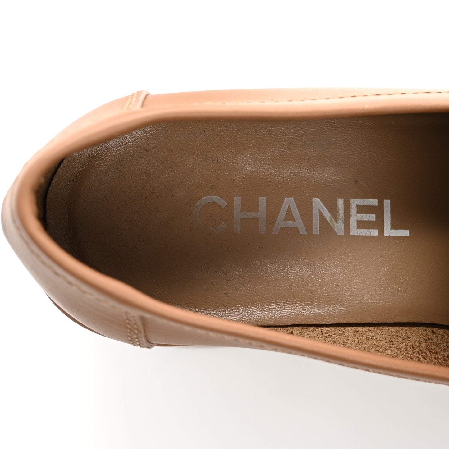 Calfskin CC Platform Loafers 38 Beige