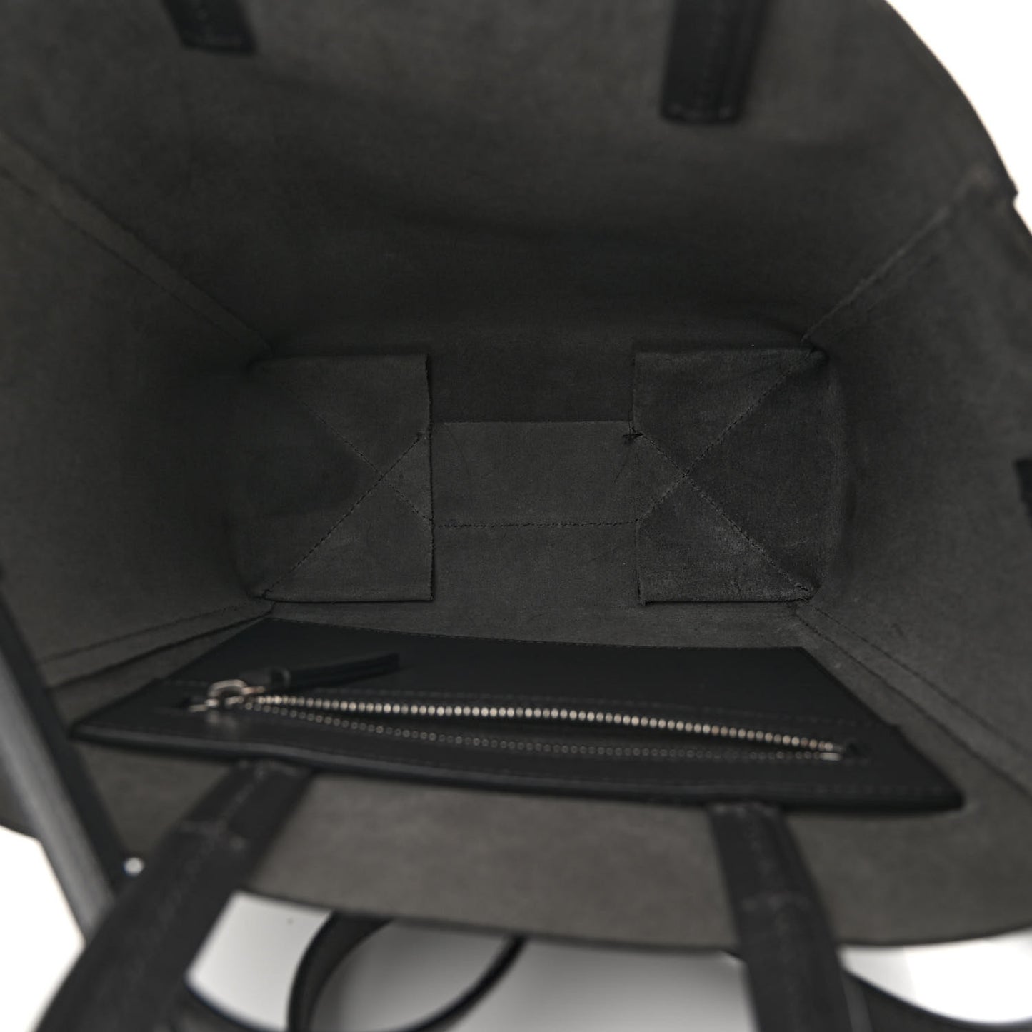 Grained Calfskin Small Vertical Cabas Black