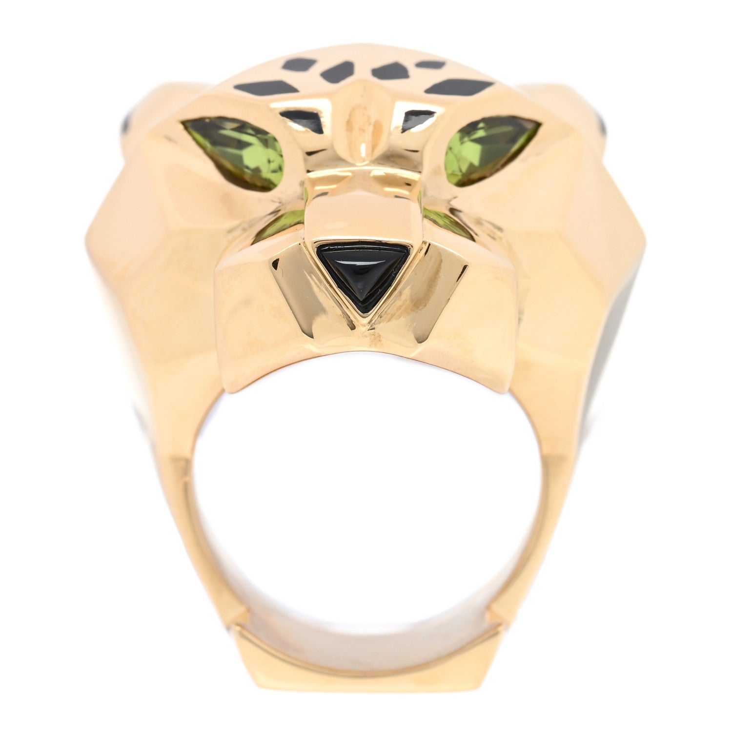 Cartier 18K Yellow Gold Peridot Black Onyx Black Lacquer Panthere De Cartier Ring 57 8 2 of 5