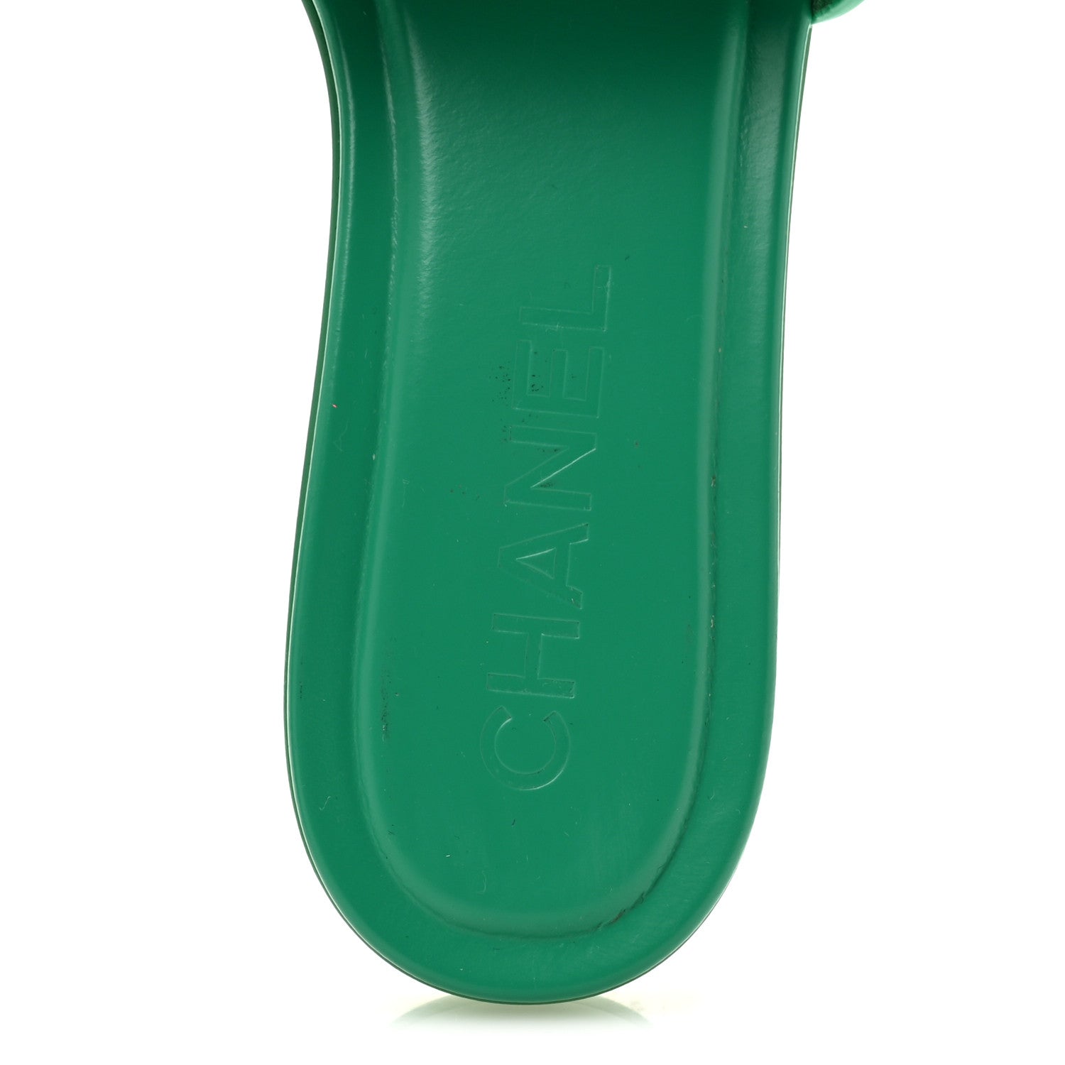 Chanel Calfskin Patent Calfskin Logo Mules 36 Green White 7 of 9