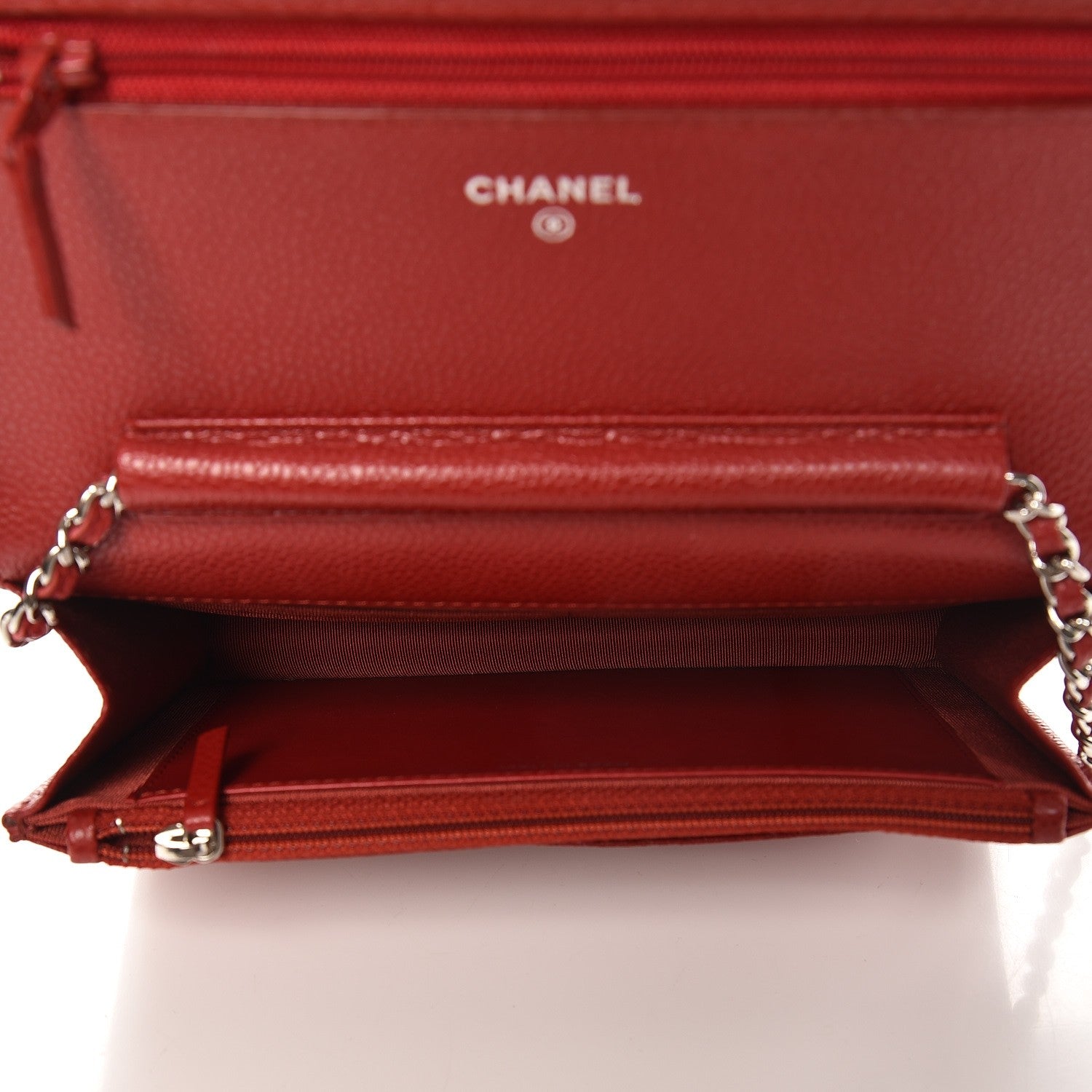 Chanel Caviar Quilted Wallet On Chain WOC Red 5 of 9