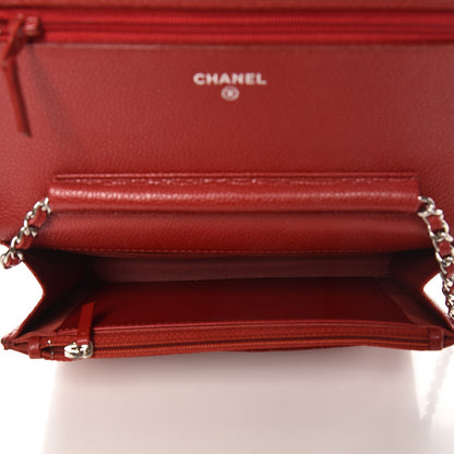 Chanel Caviar Quilted Wallet On Chain WOC Red 5 of 9