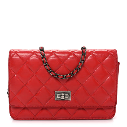 Chanel Glazed Calfskin Quilted Reissue Wallet On Chain WOC Red 1 of 12