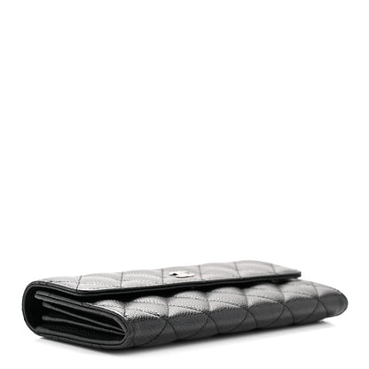 Chanel Caviar Quilted Large Gusset Flap Wallet Black 4 of 11