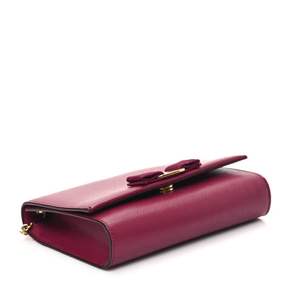 Salvatore Ferragamo Hammered Calfskin Mini Miss Vara Bow Chain Bag Sangria 4 of 11
