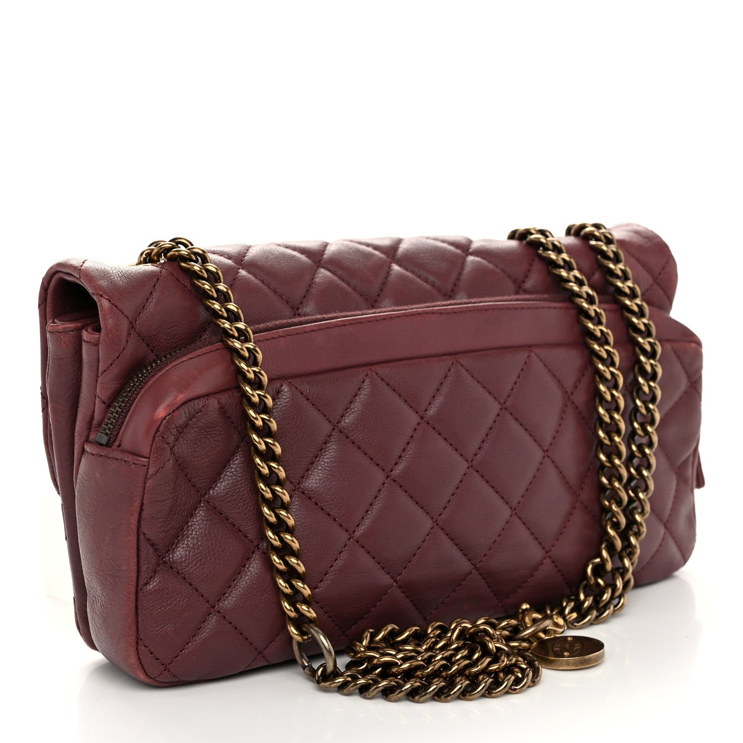 Chanel Calfskin Quilted Medium CC Crown Flap Burgundy 3 of 10