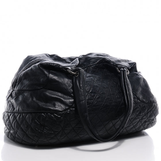 Aged Calfskin Coco Rider Bowling Bag Black