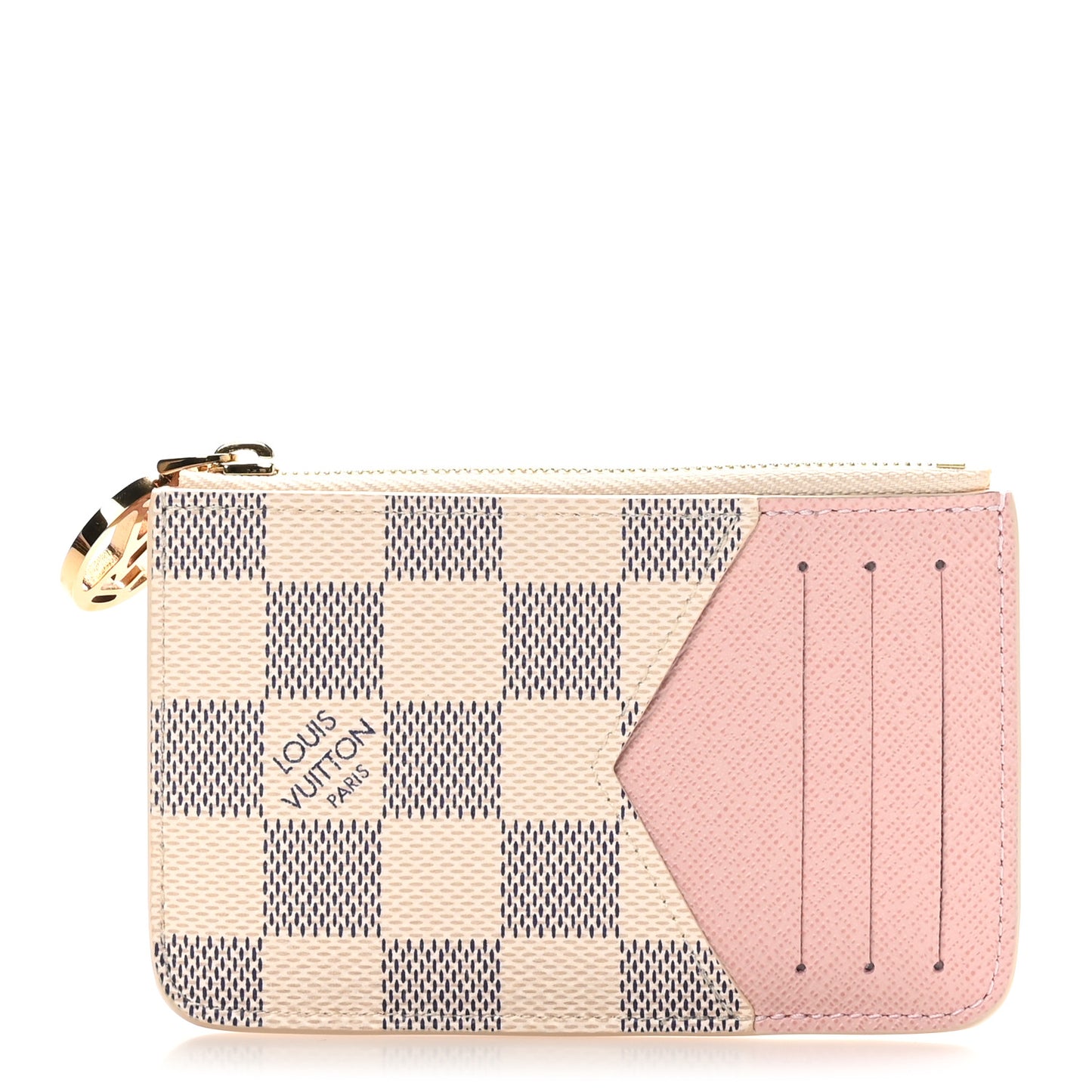 Damier Azur Zipped Romy Card Holder  Rose Ballerine