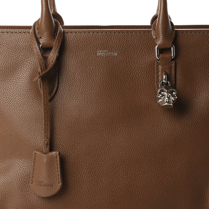 Alexander McQueen Pebbled Calfskin Large Skull Padlock Zip Around Tote Cuoio 9 of 9