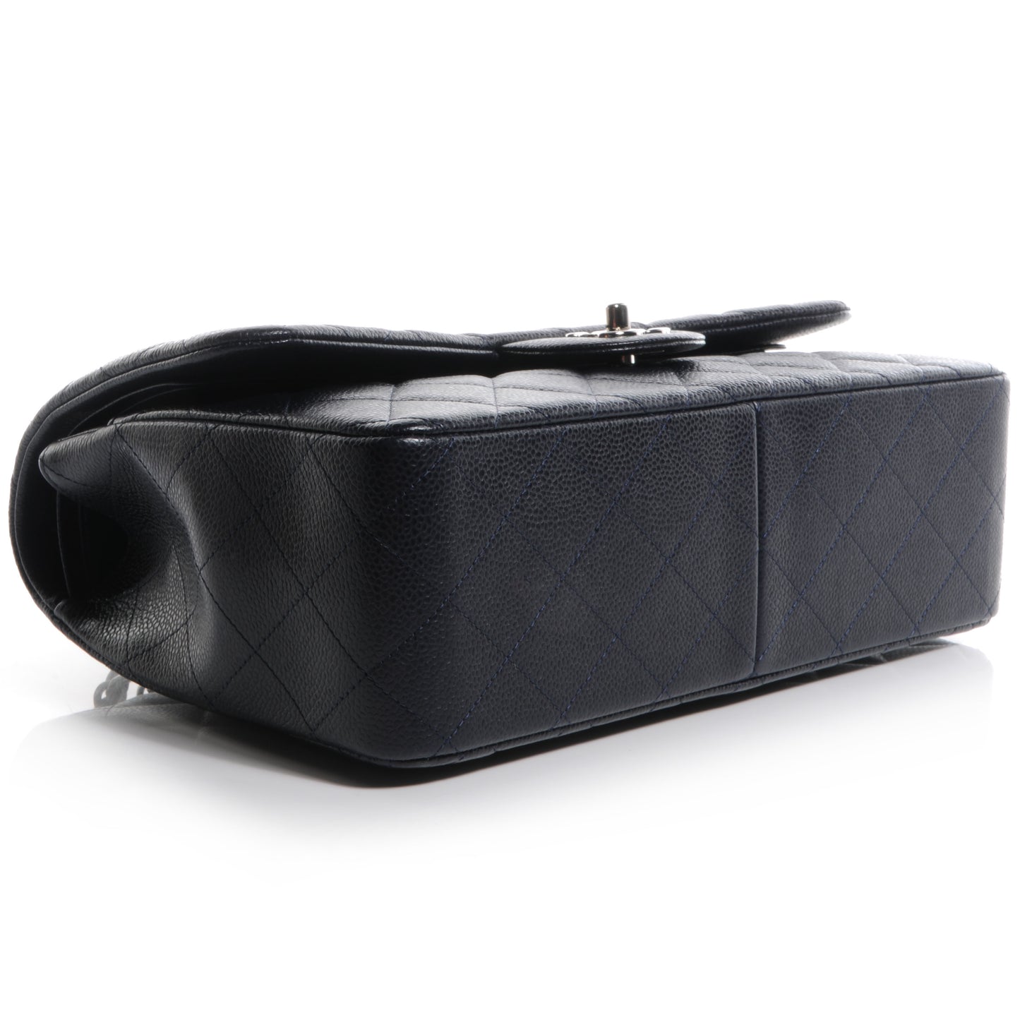 Caviar Jumbo Double Flap Navy Blue