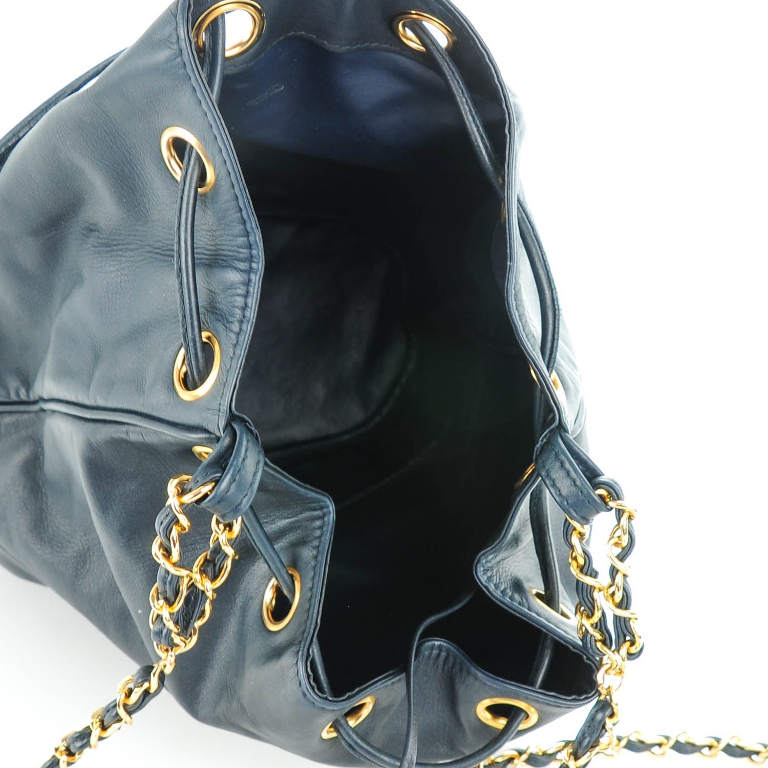 Chanel Lambskin Drawstring Shoulder Bag Navy 5 of 6