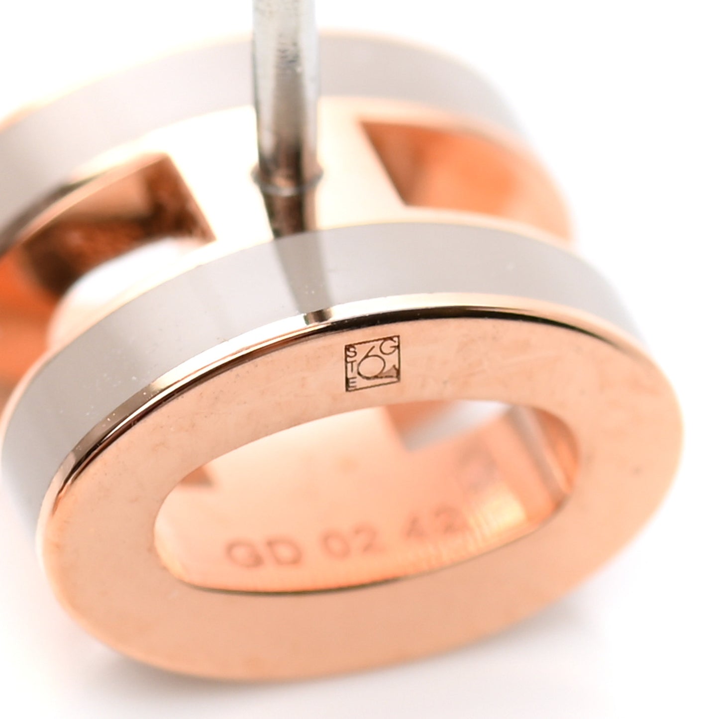 Rose Gold Lacquered Mini Pop H Earrings Marron Glace