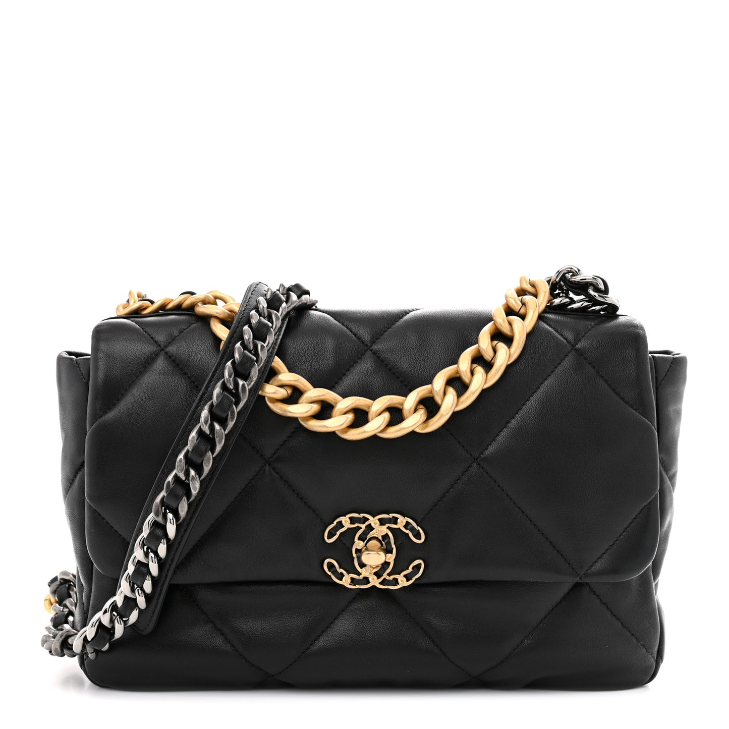 Lambskin Quilted Large Chanel 19 Flap Black