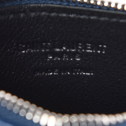 Saint Laurent Grained Calfskin 5 Fragments Zip Pouch Card Holder Blue 6 of 7