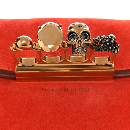 Alexander McQueen Suede Skull Knuckle Clutch Orange 8 of 14