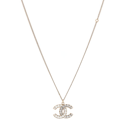 Chanel Pearl Crystal CC Pendant Necklace Gold 1 of 6