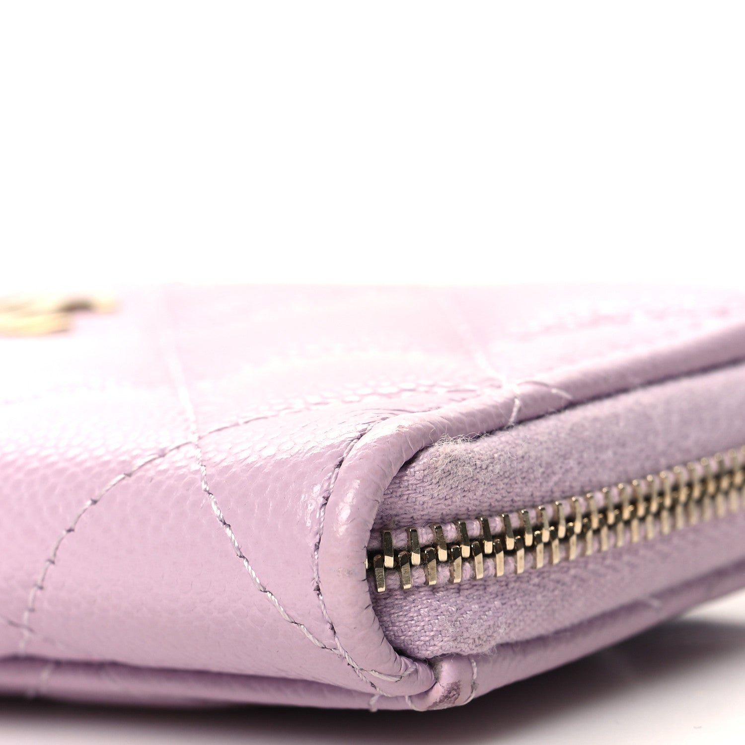 Chanel Caviar Quilted CC Zip Around Card Holder Light Purple 9 of 10