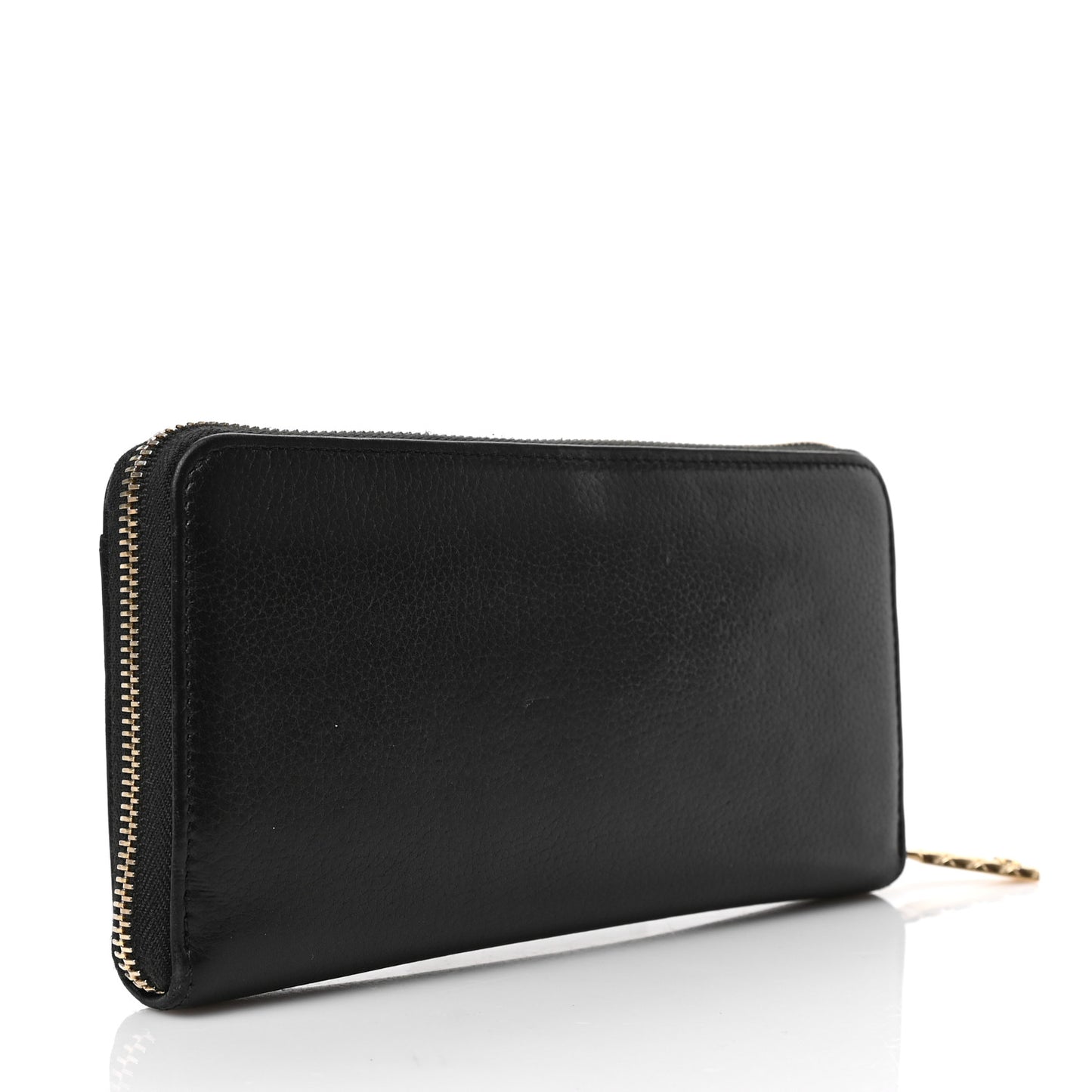 Grained Calfskin Neo Executive Zip Around Wallet Black