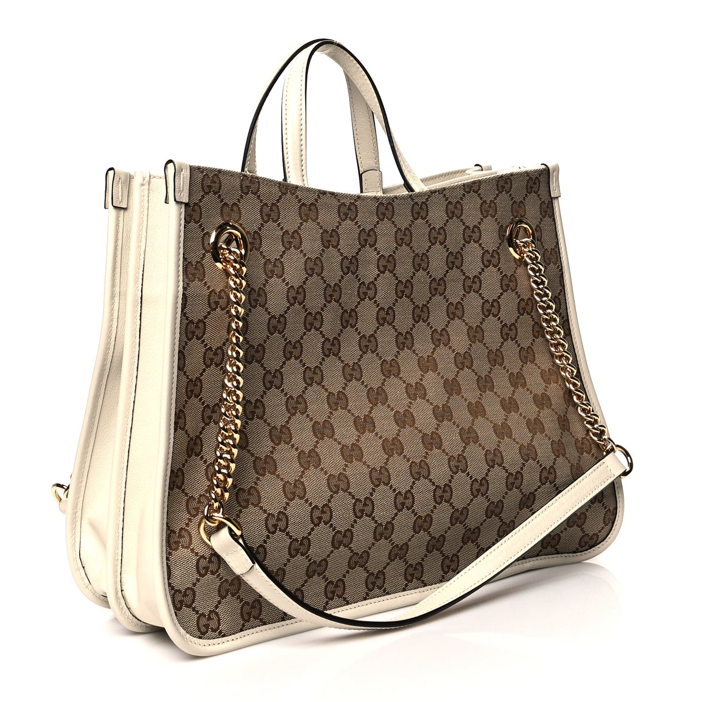 Monogram Calfskin Medium Horsebit 1955 Tote Bag Beige Mystic White