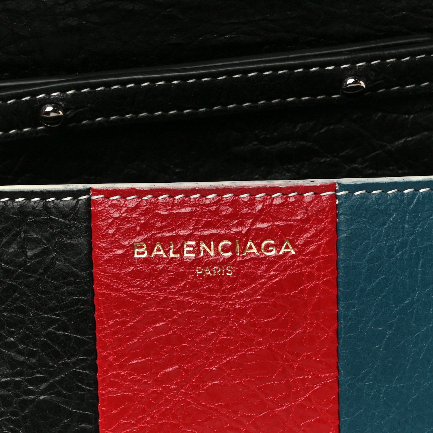 Balenciaga Agneau Arena Multicolore Bazar Chain Shoulder Bag Grey White Black Red Blue 6 of 9