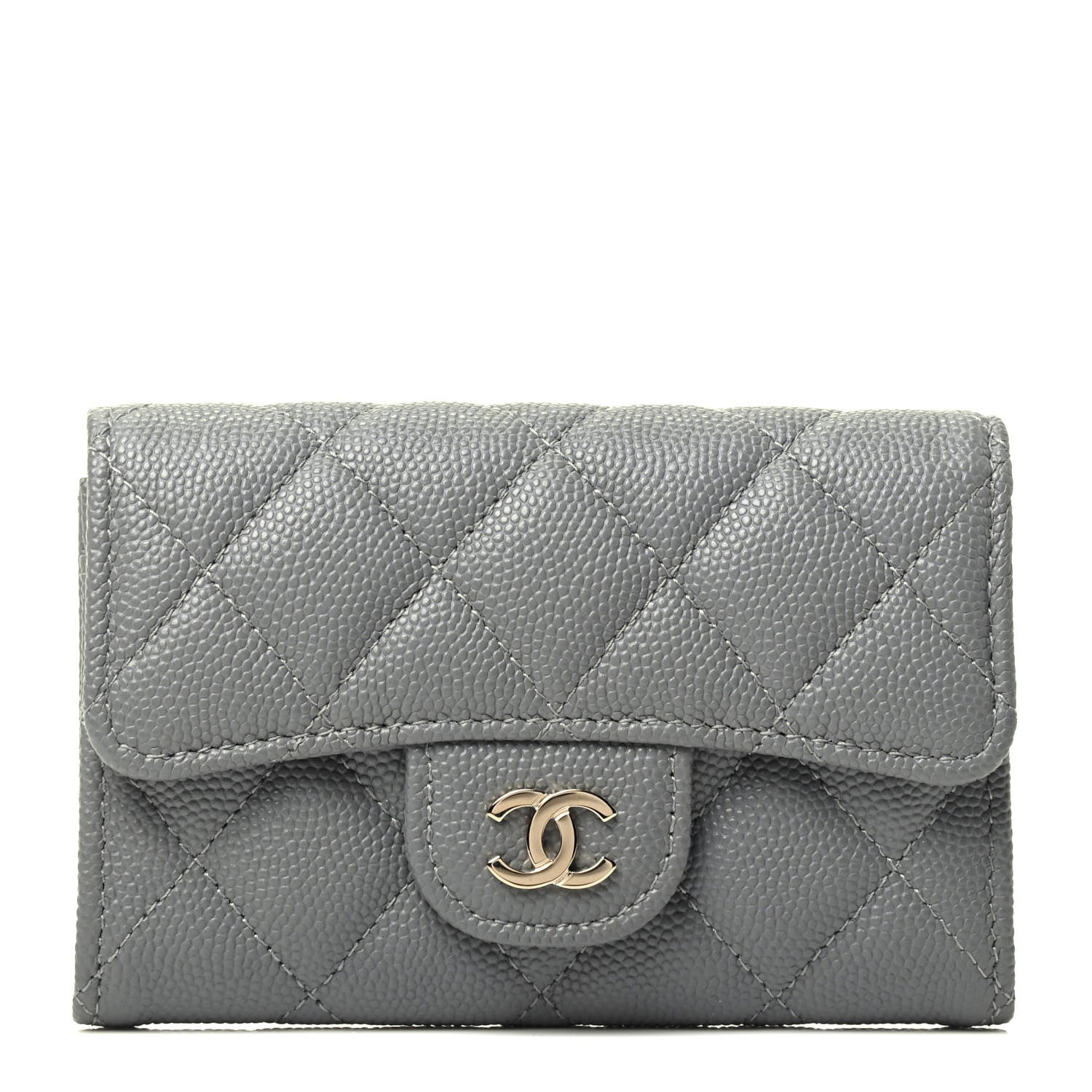 Chanel Caviar Quilted Flap Card Holder Wallet Dark Grey 1 of 4
