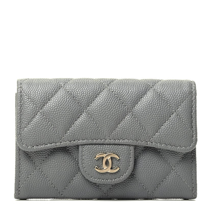 Chanel Caviar Quilted Flap Card Holder Wallet Dark Grey 1 of 4
