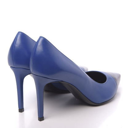 Saint Laurent Calfskin Bi-Color Cap Toe 85 Pumps 38 Black Blue 4 of 8