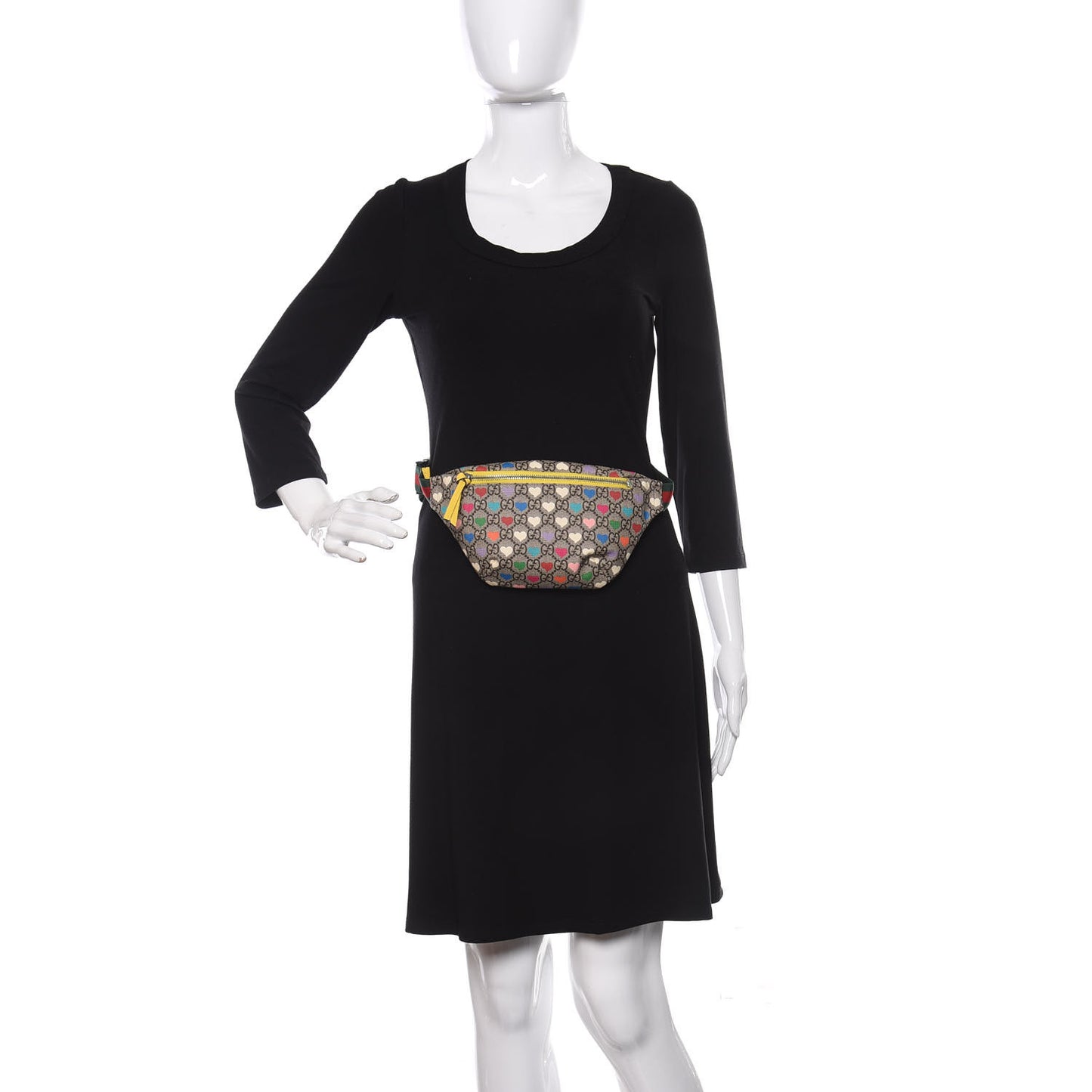 Soft GG Supreme Monogram Hearts Web Childrens Belt Bag Beige Ebony Multicolor Freesia