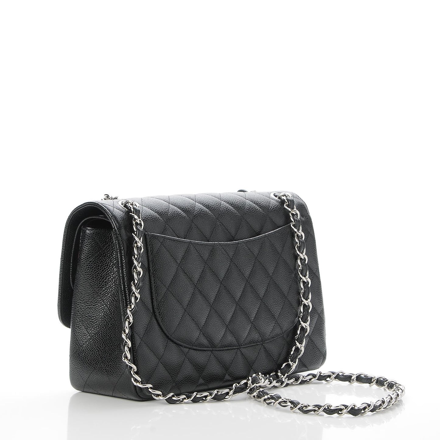 Caviar Quilted Jumbo Double Flap Black